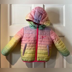 NIKE Girls Hooded Pastel Rainbow Pink Lined Jacket
Size 12 M